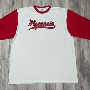 Nike Red and White Wisconsin Men's Tee